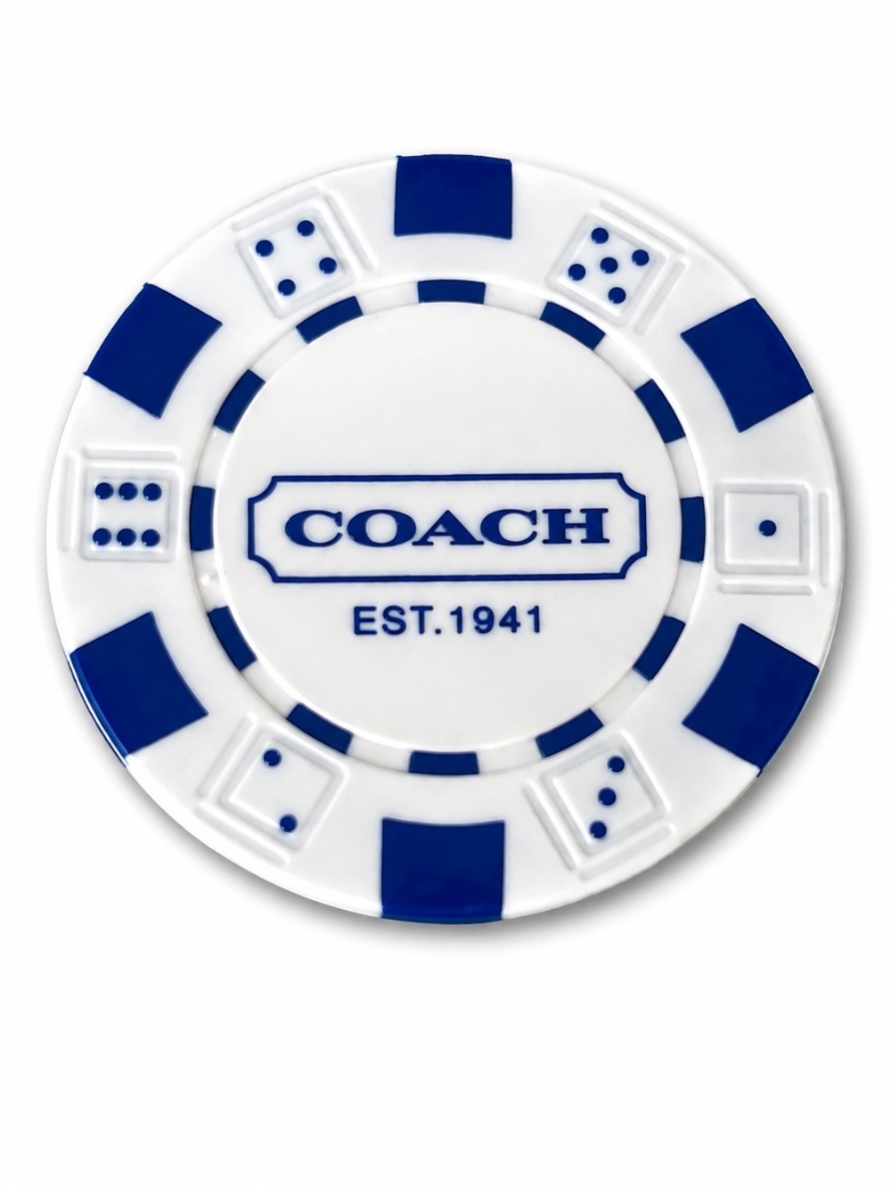 COACH White and Blue Collectible Poker Chip